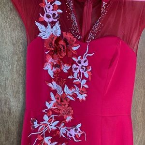 Red dress with floral design